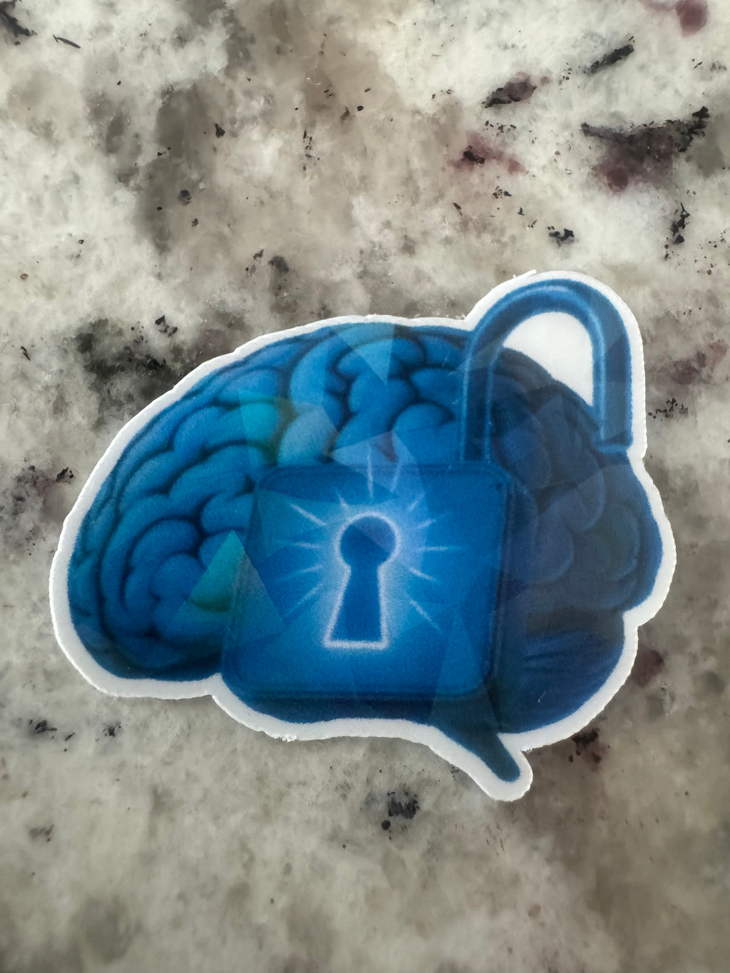 Same Brain Sticker at direct view so without Holographic Effect